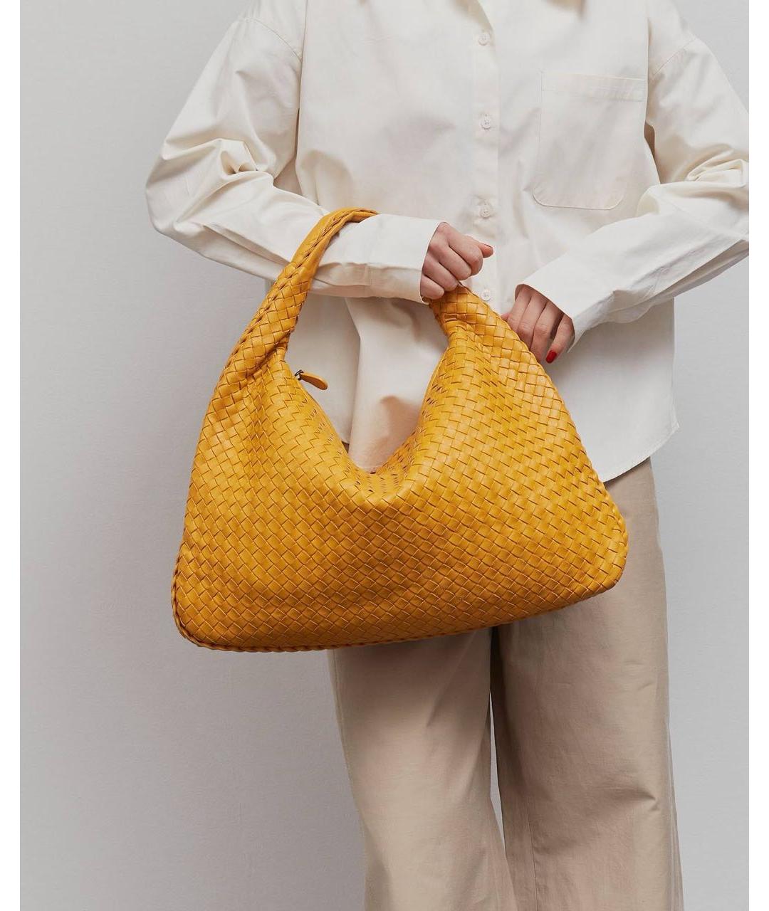 BOTTEGA VENETA Желтая кожаная сумка через плечо, фото 3