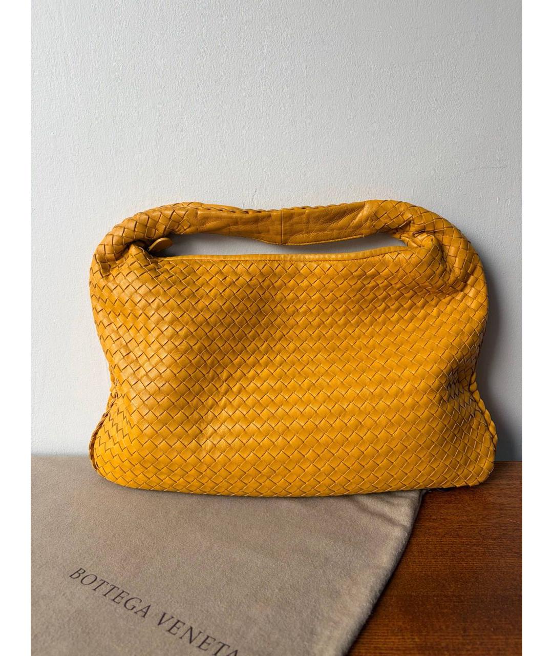 BOTTEGA VENETA Желтая кожаная сумка через плечо, фото 4