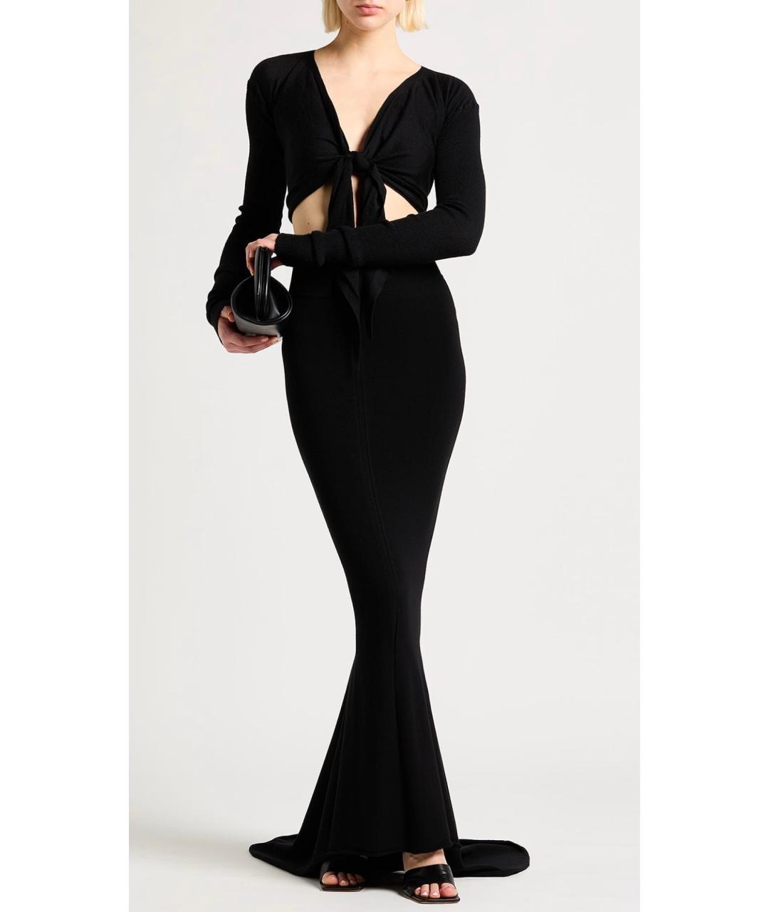 RICK OWENS Черная вискозная юбка макси, фото 2