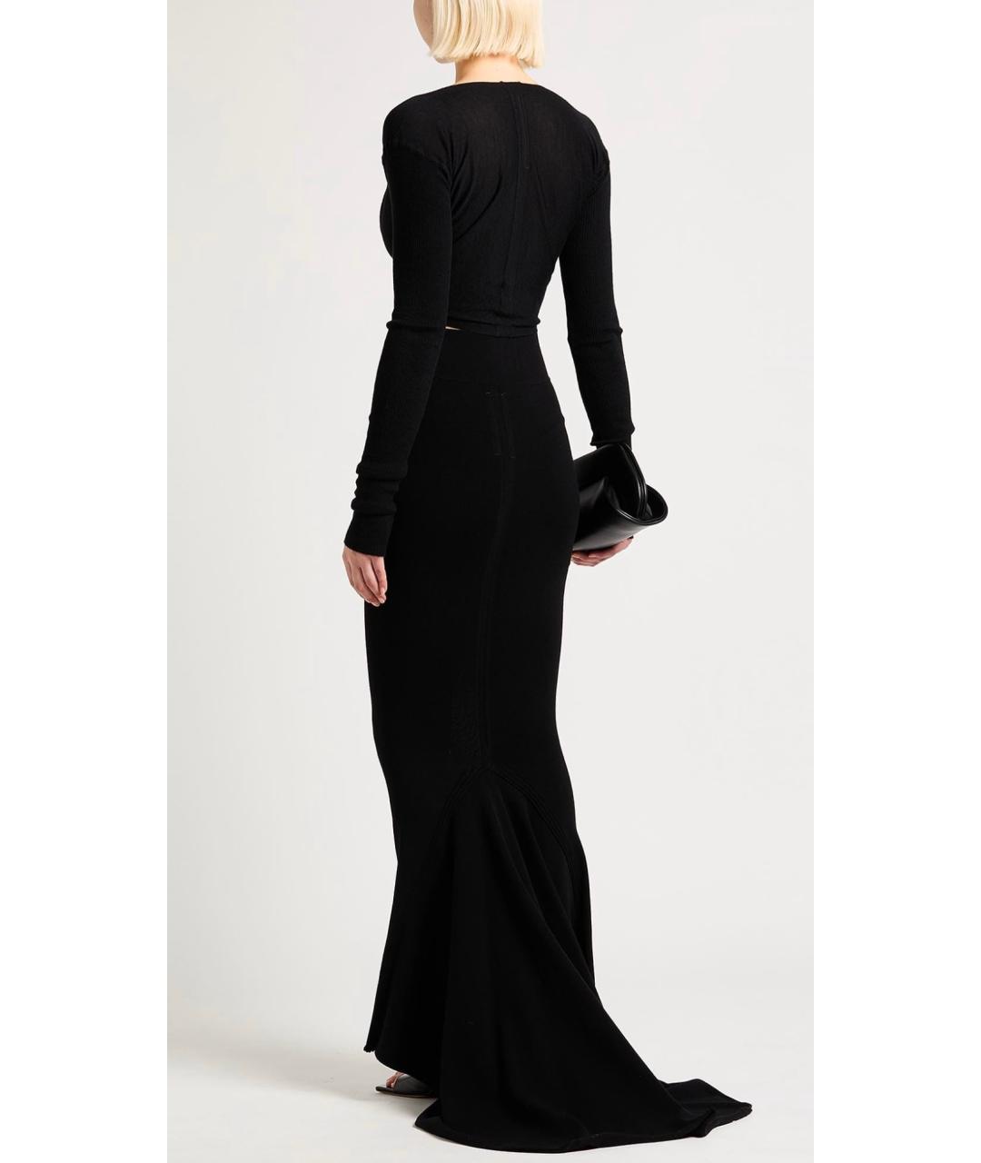 RICK OWENS Черная вискозная юбка макси, фото 3