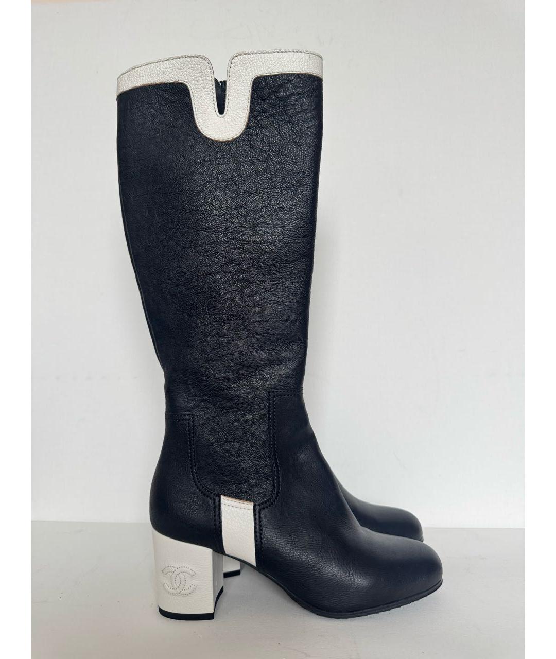 CHANEL Черные кожаные сапоги, фото 9