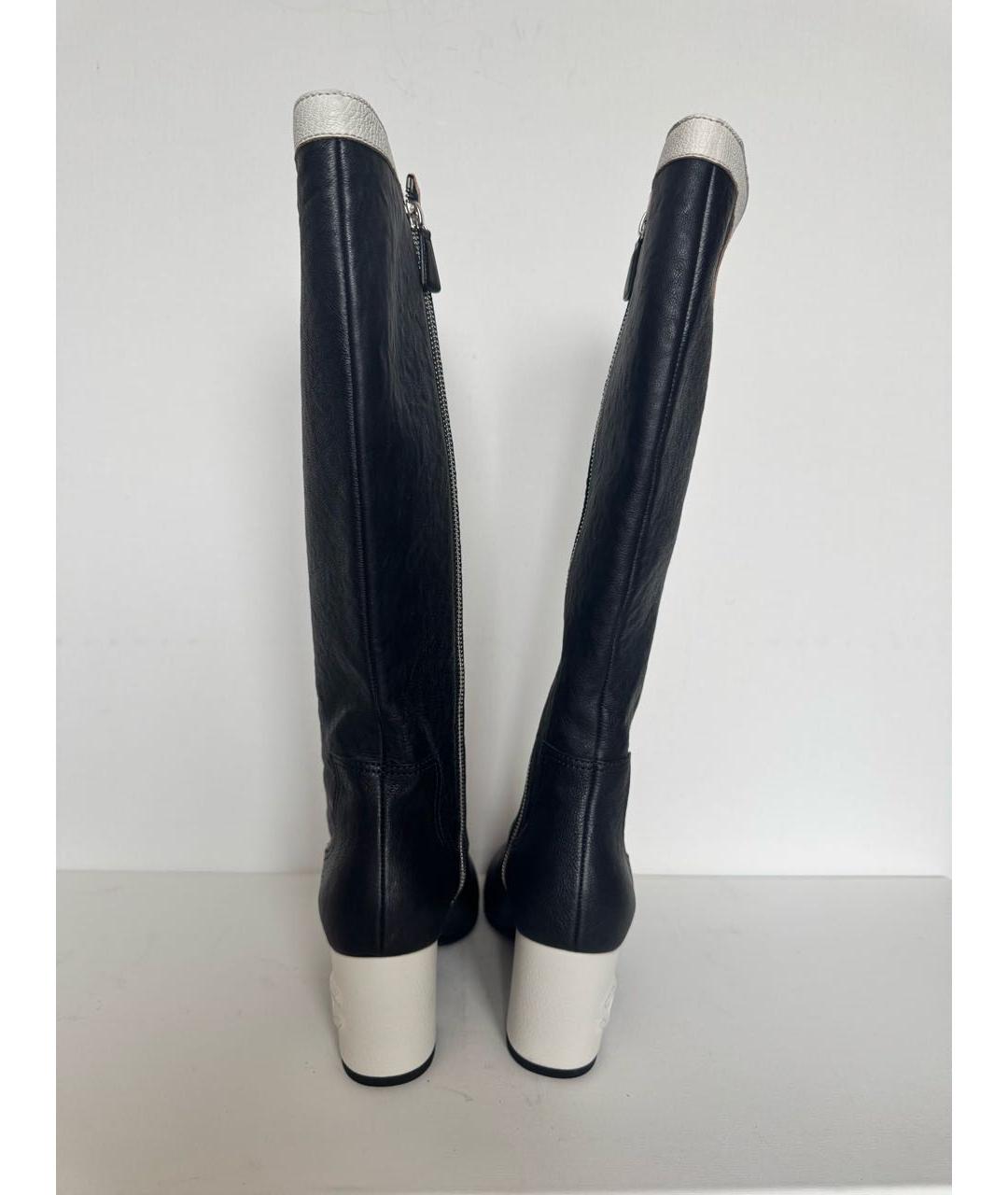 CHANEL Черные кожаные сапоги, фото 4