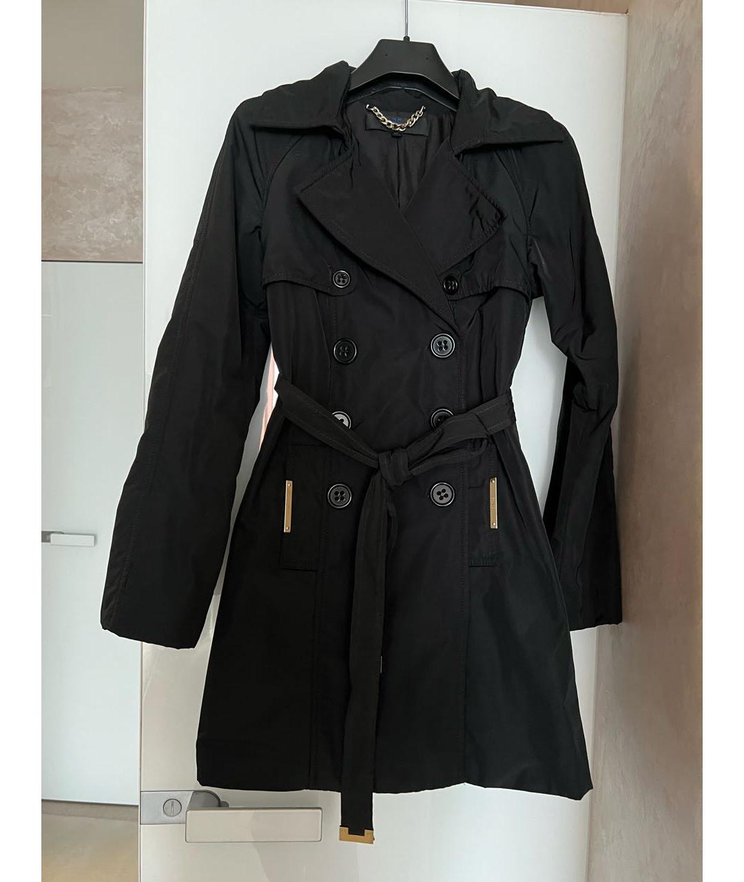 ELISABETTA FRANCHI Черный полиэстеровый тренч/плащ, фото 6