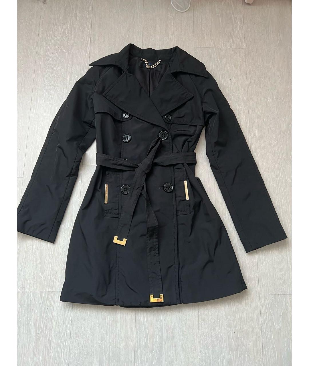 ELISABETTA FRANCHI Черный полиэстеровый тренч/плащ, фото 4