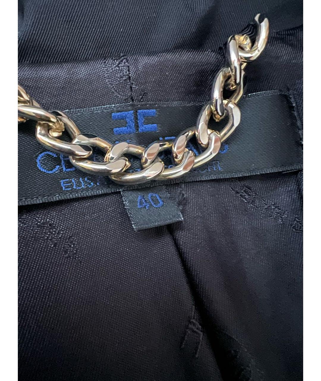 ELISABETTA FRANCHI Черный полиэстеровый тренч/плащ, фото 3