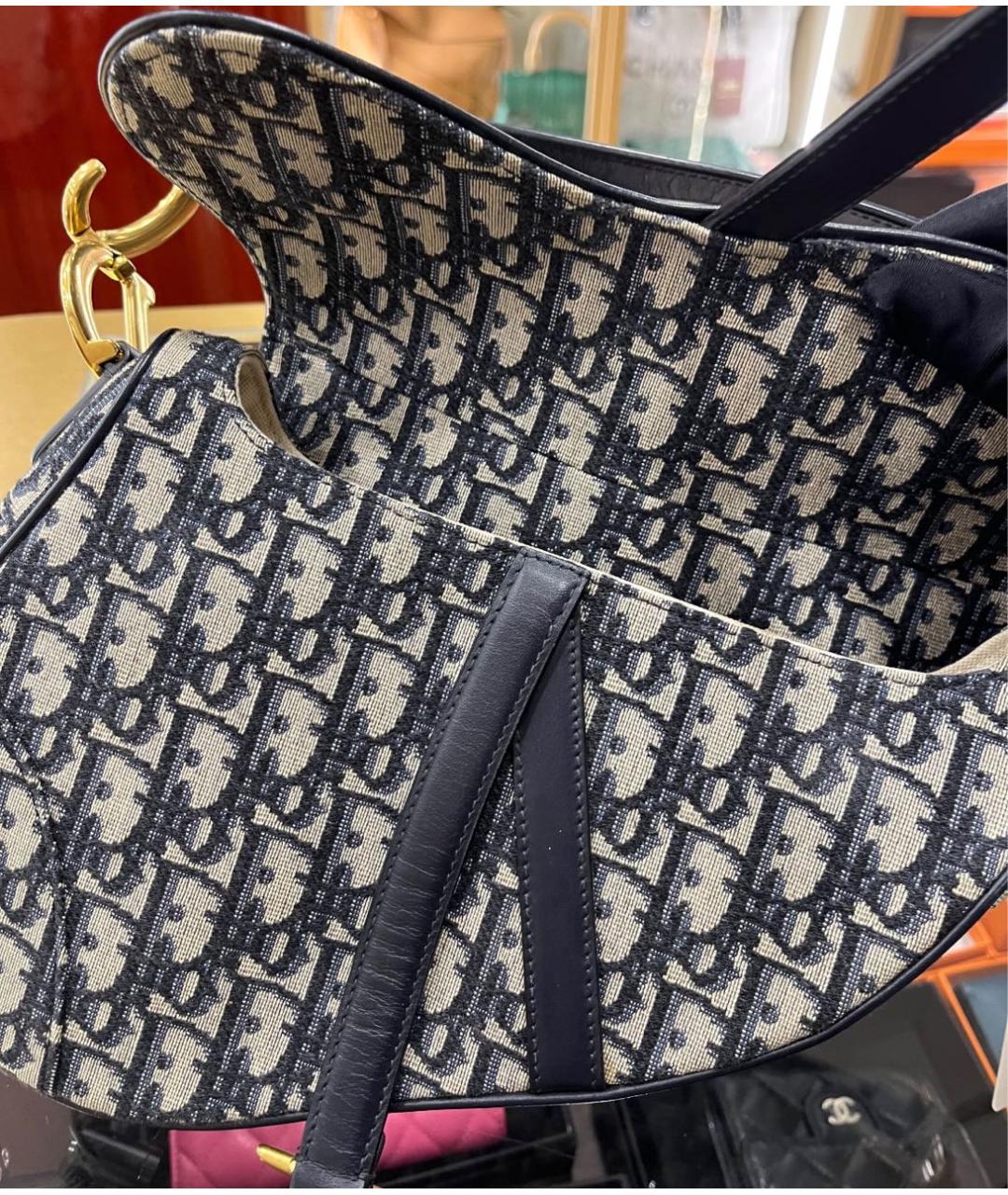 CHRISTIAN DIOR Темно-синяя жаккардовая сумка через плечо, фото 2