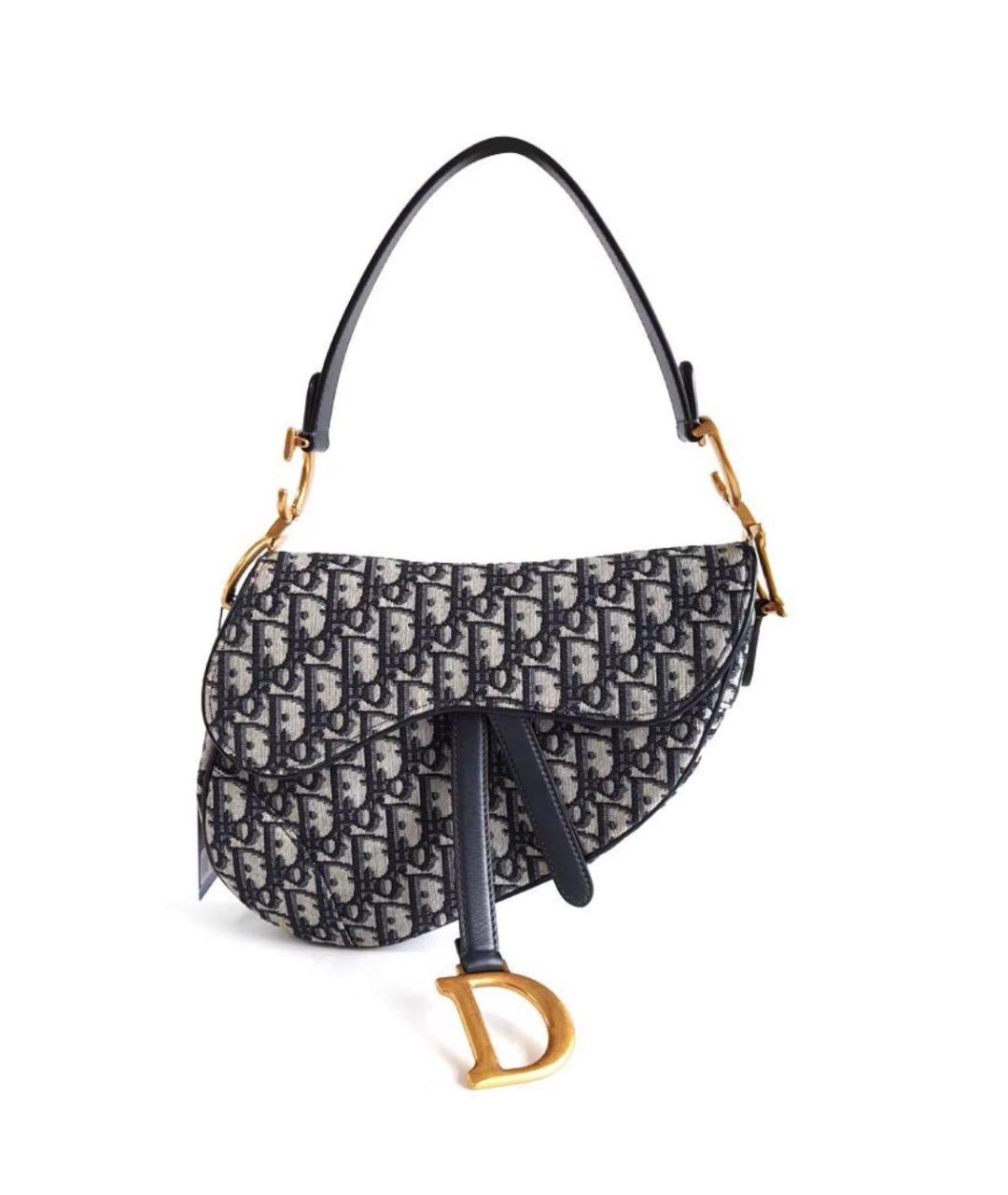 CHRISTIAN DIOR Темно-синяя жаккардовая сумка через плечо, фото 7