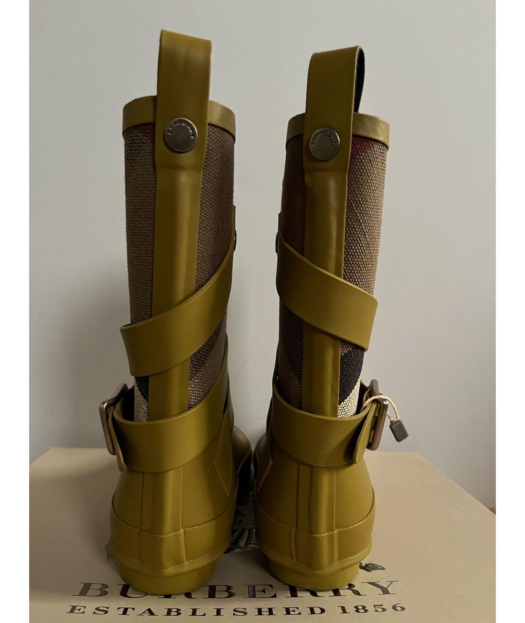 BURBERRY Горчичные резиновые сапоги, фото 4