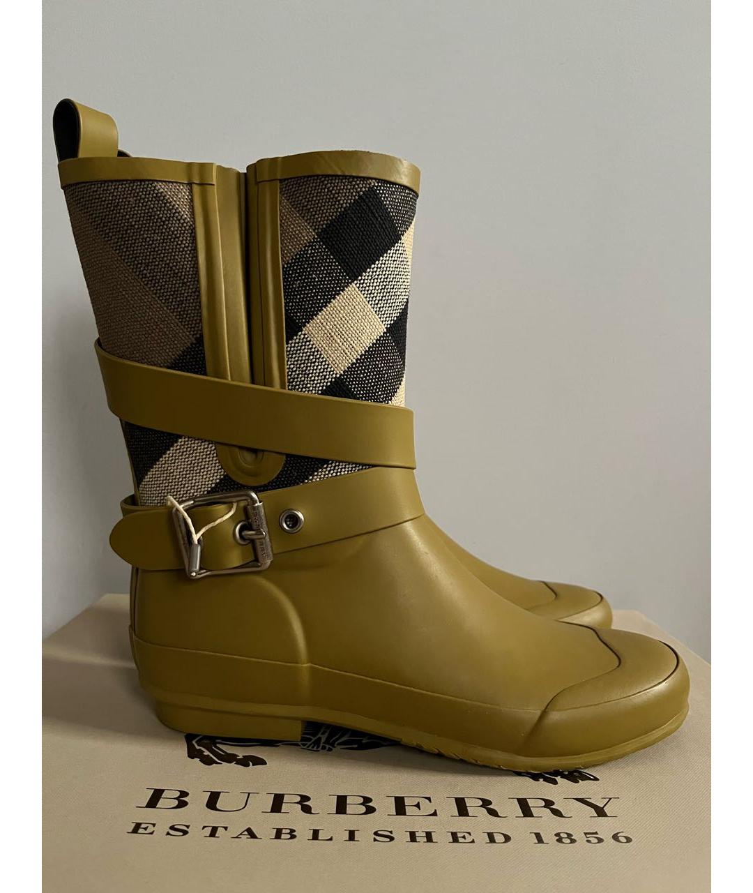 BURBERRY Горчичные резиновые сапоги, фото 9