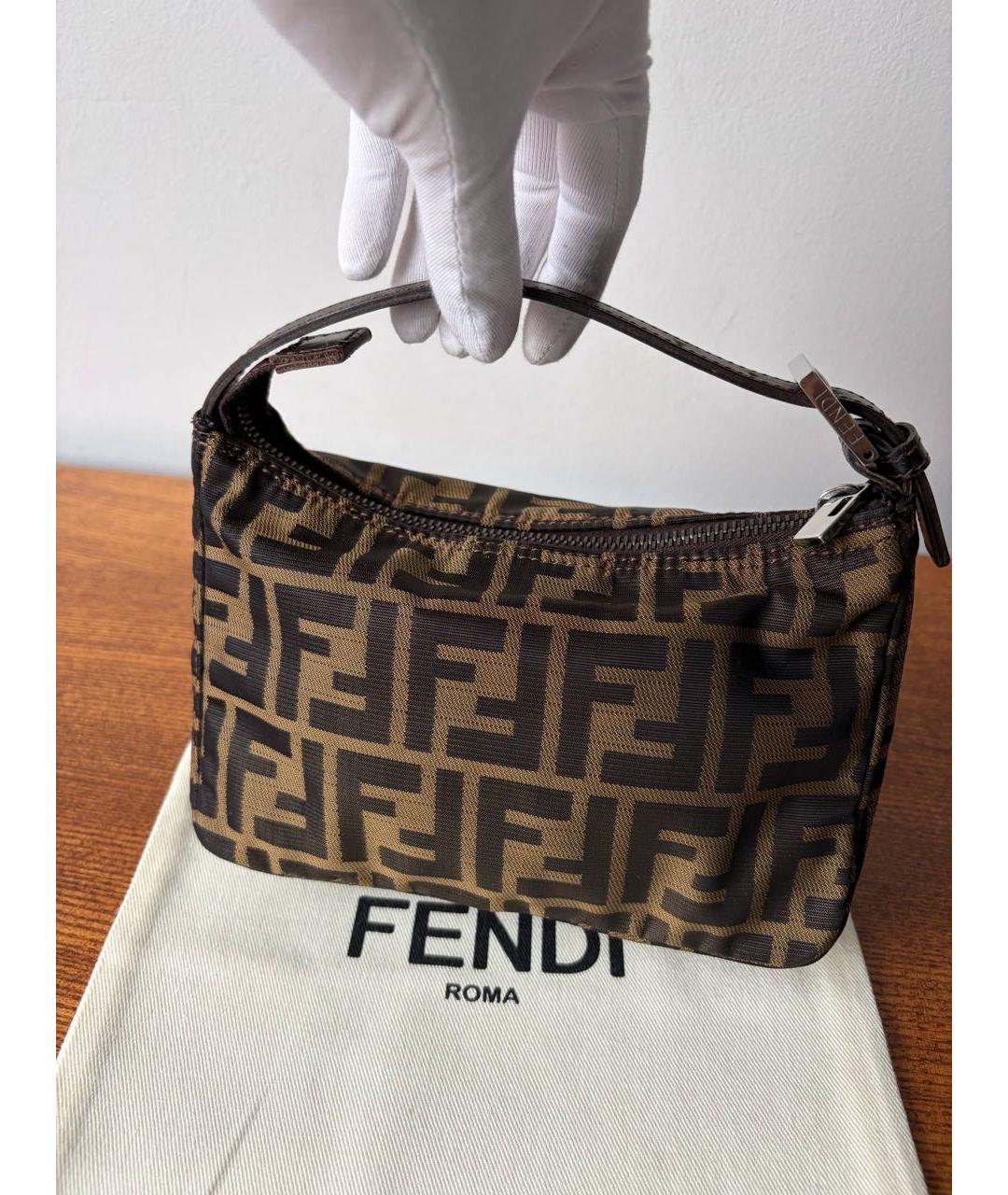 FENDI Коричневая сумка с короткими ручками, фото 5