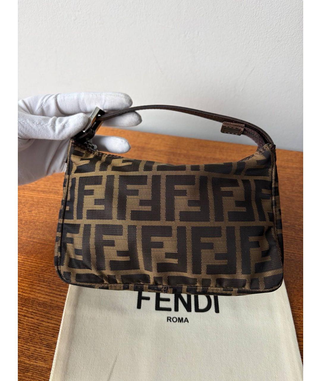 FENDI Коричневая сумка с короткими ручками, фото 4