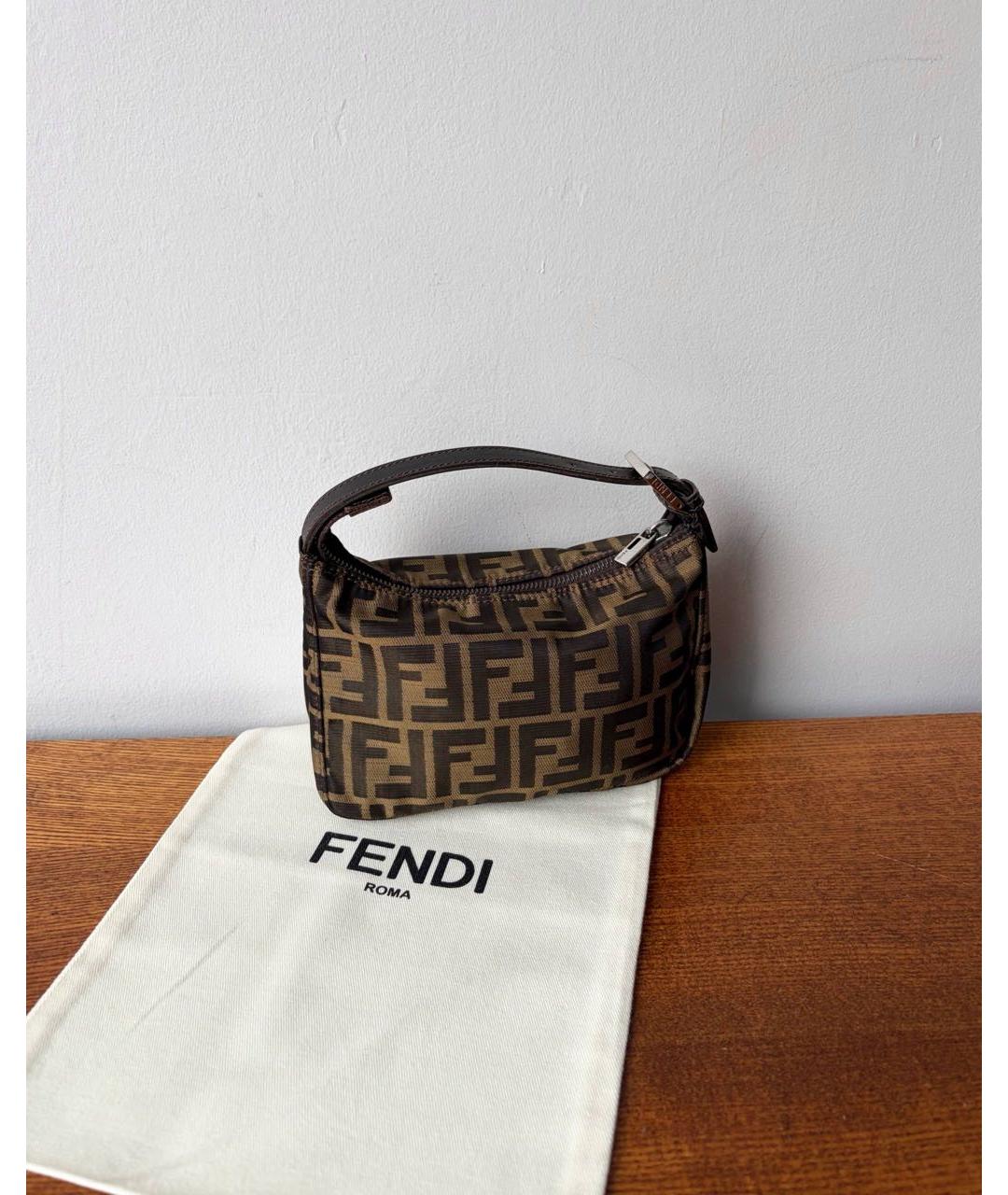 FENDI Коричневая сумка с короткими ручками, фото 9