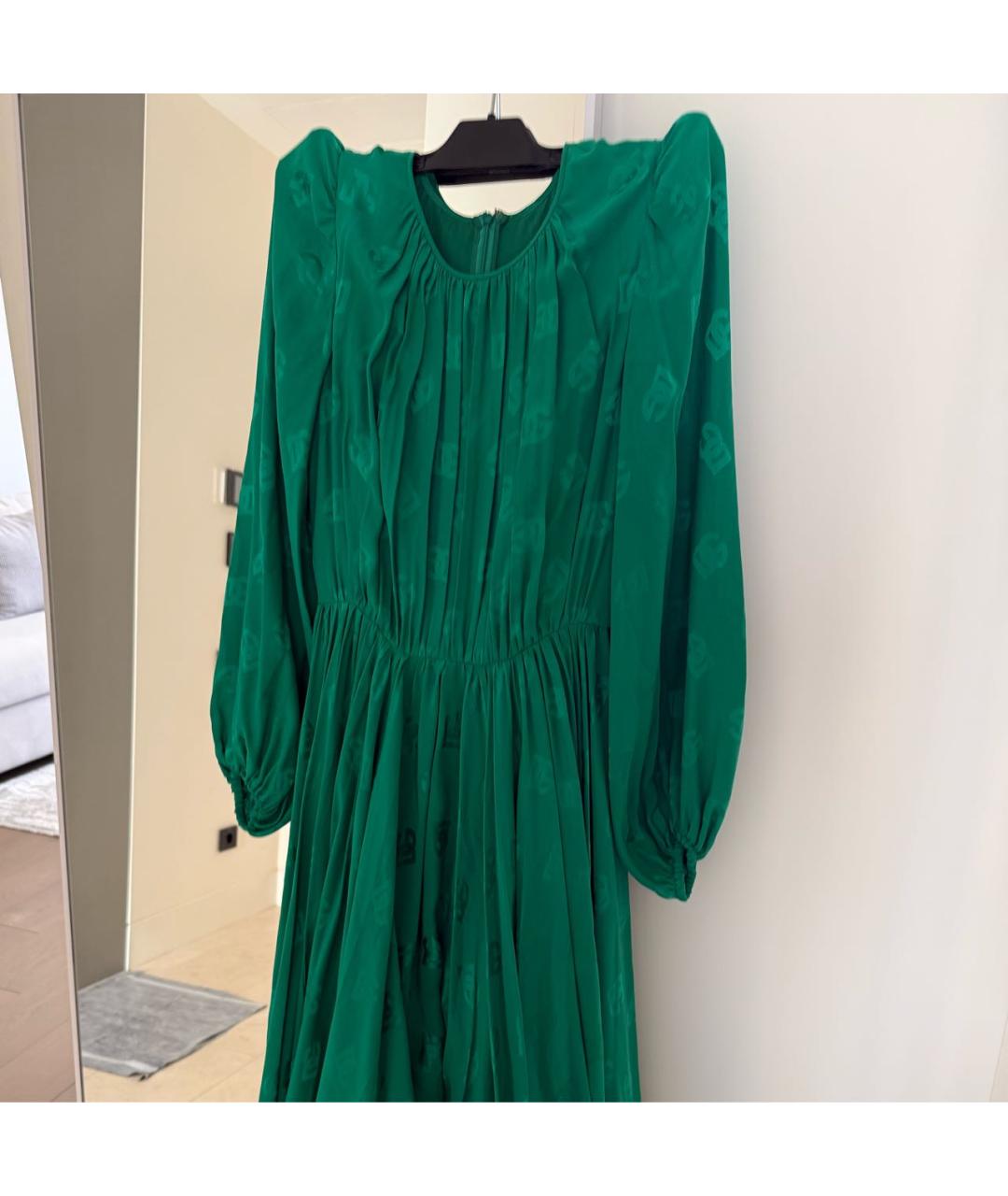 DOLCE&GABBANA Зеленые шелковое коктейльное платье, фото 2