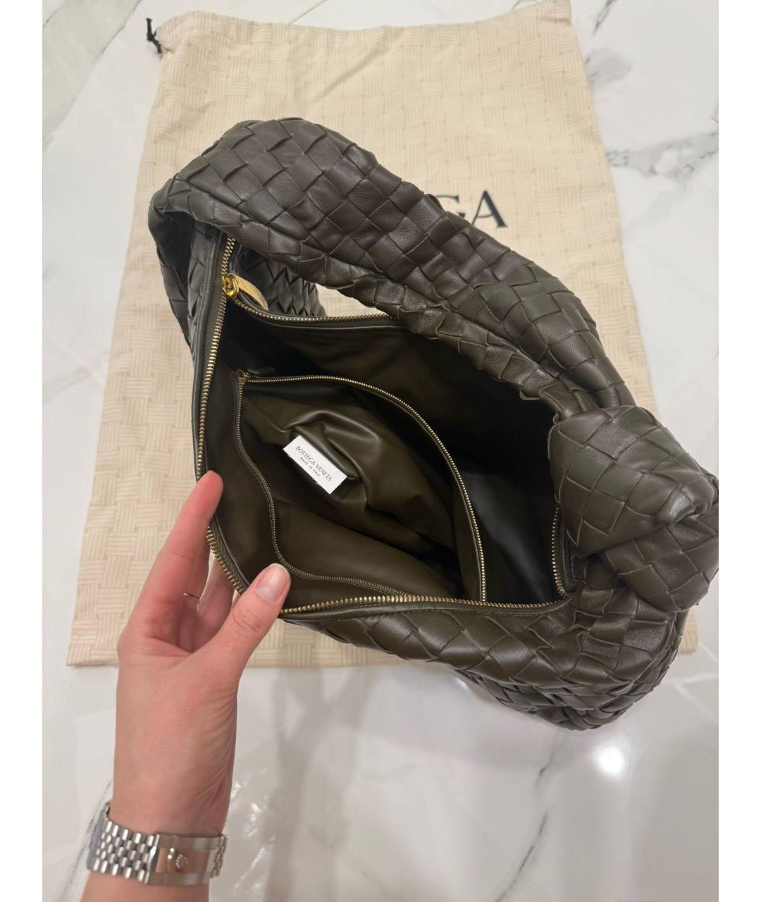 BOTTEGA VENETA Зеленая кожаная сумка с короткими ручками, фото 7