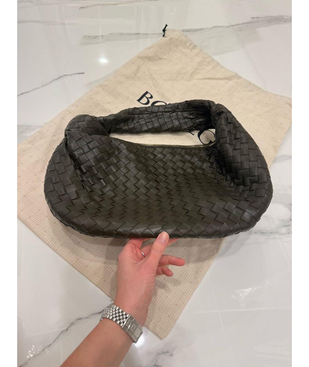 BOTTEGA VENETA Зеленая кожаная сумка с короткими ручками, фото 5