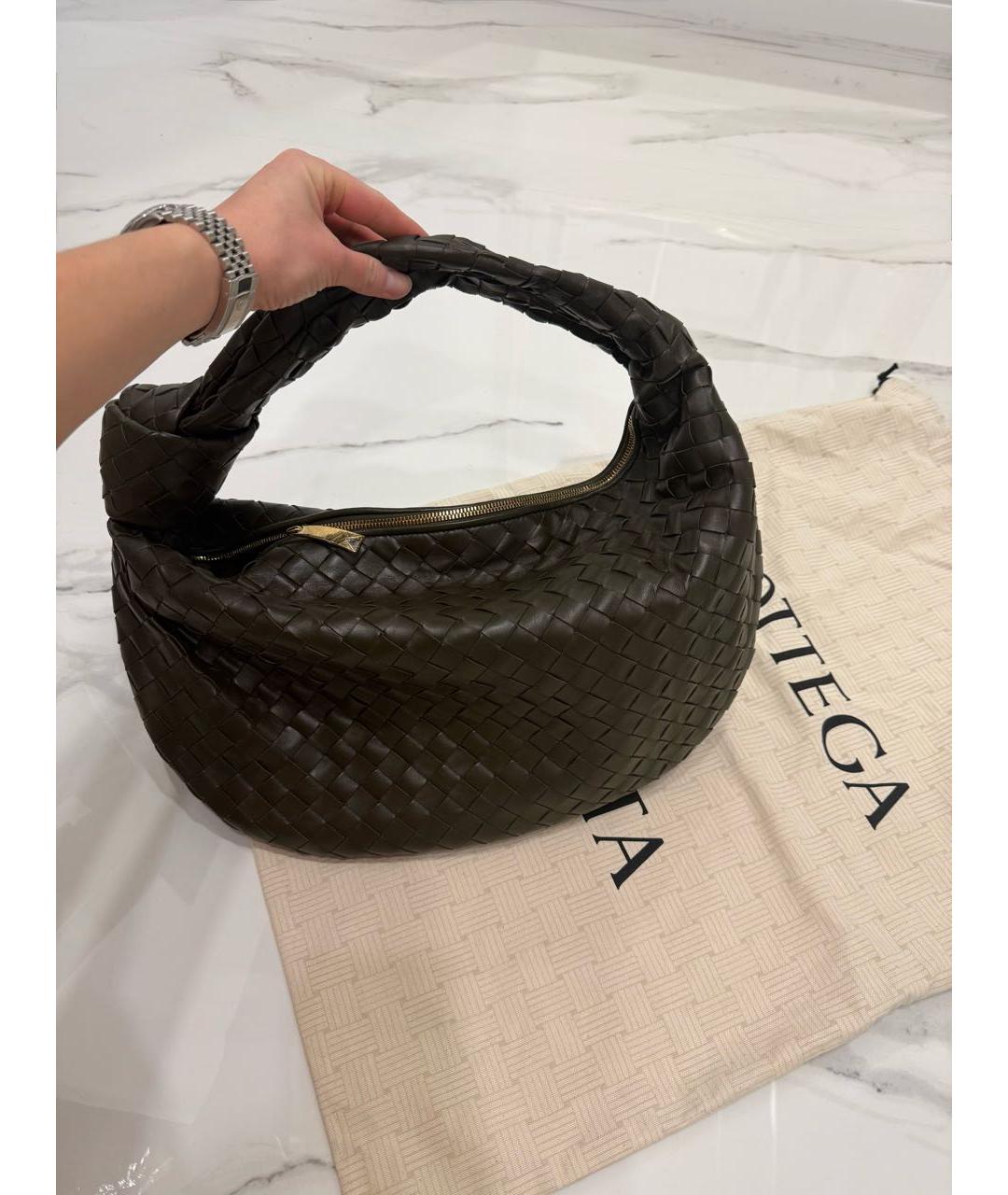 BOTTEGA VENETA Зеленая кожаная сумка с короткими ручками, фото 6