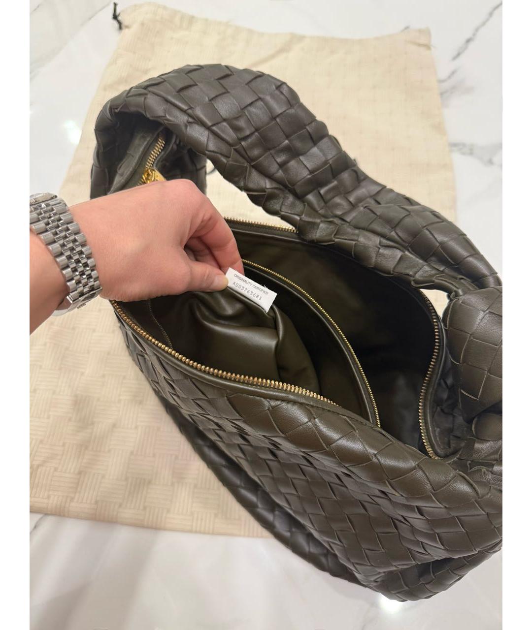 BOTTEGA VENETA Зеленая кожаная сумка с короткими ручками, фото 8