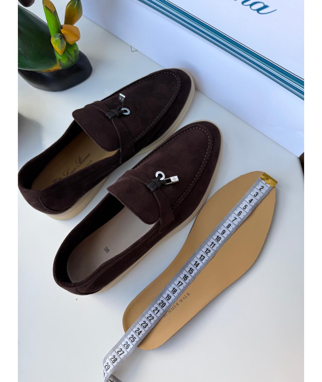 LORO PIANA Коричневые замшевые лоферы, фото 4