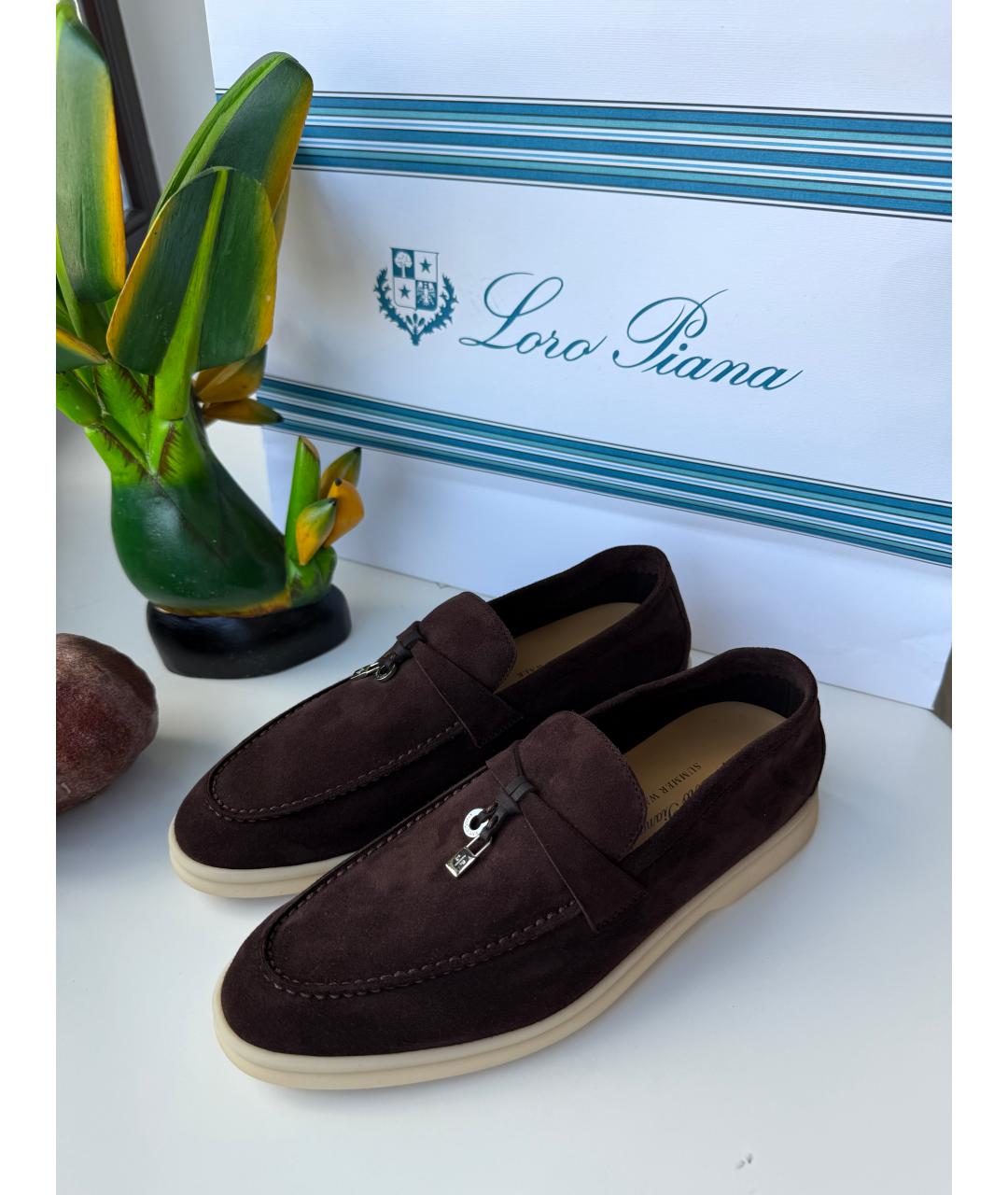 LORO PIANA Коричневые замшевые лоферы, фото 5