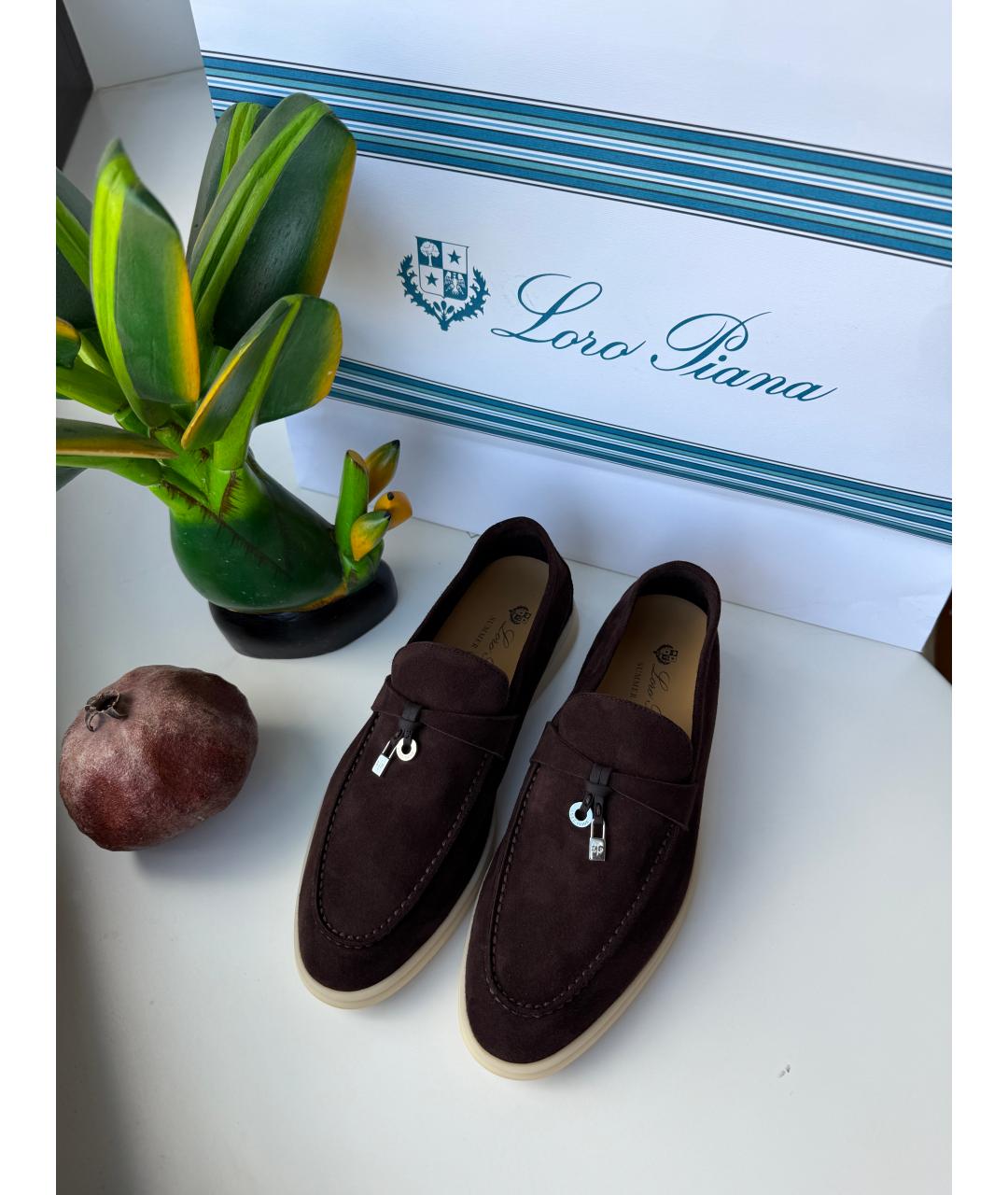 LORO PIANA Коричневые замшевые лоферы, фото 2