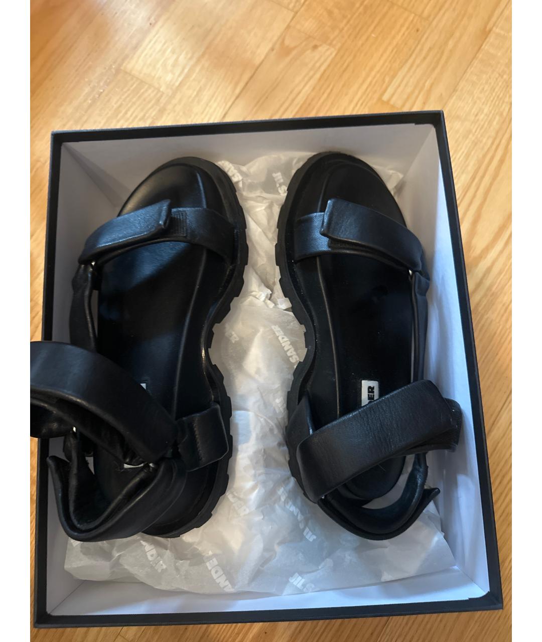 JIL SANDER Черные кожаные сандалии, фото 2