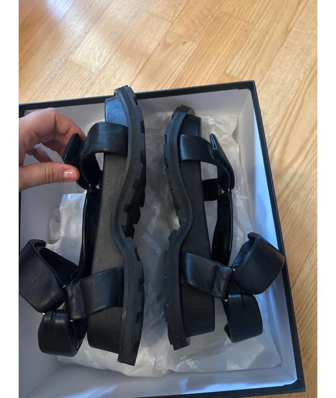 JIL SANDER Черные кожаные сандалии, фото 6