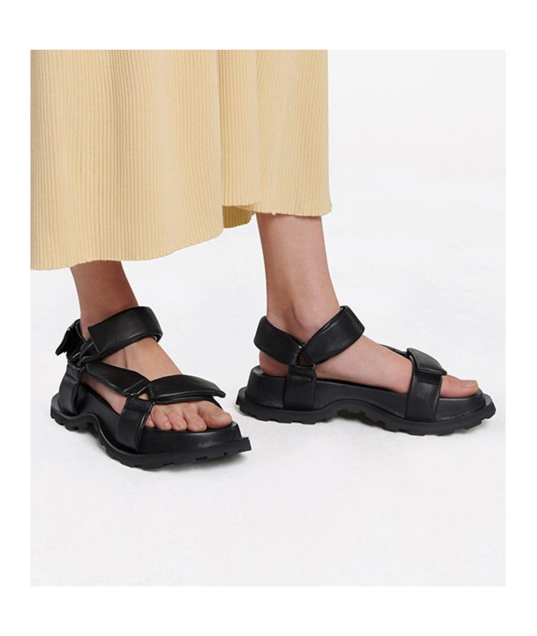 JIL SANDER Черные кожаные сандалии, фото 5