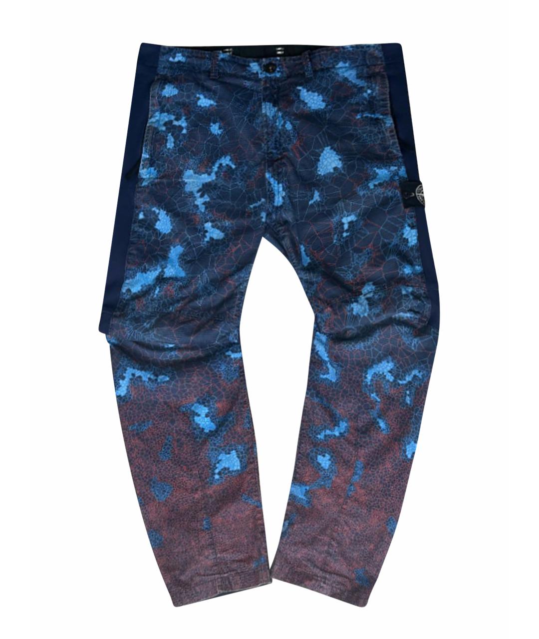 STONE ISLAND Синие атласные классические брюки, фото 1