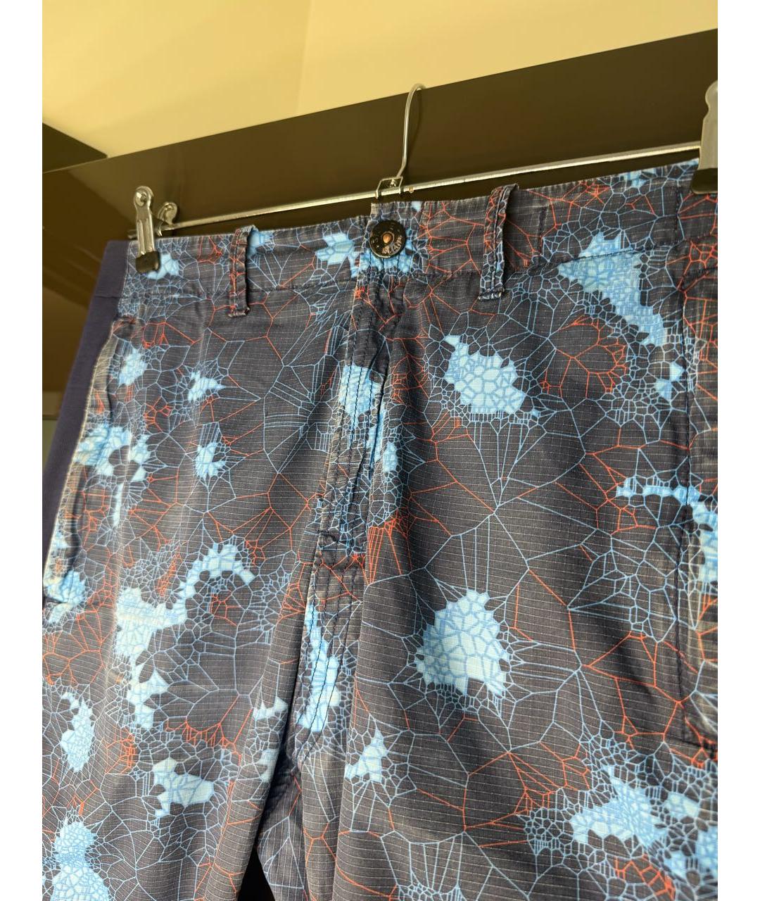 STONE ISLAND Синие атласные классические брюки, фото 3