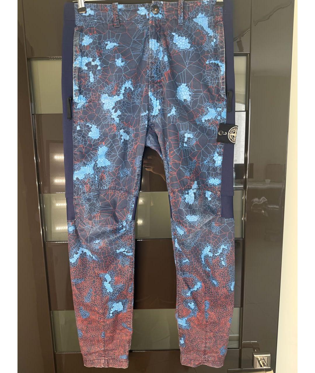 STONE ISLAND Синие атласные классические брюки, фото 2