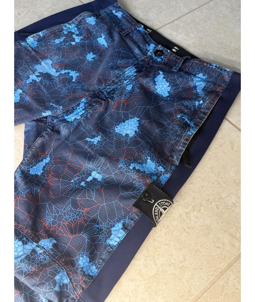 STONE ISLAND Синие атласные классические брюки, фото 6