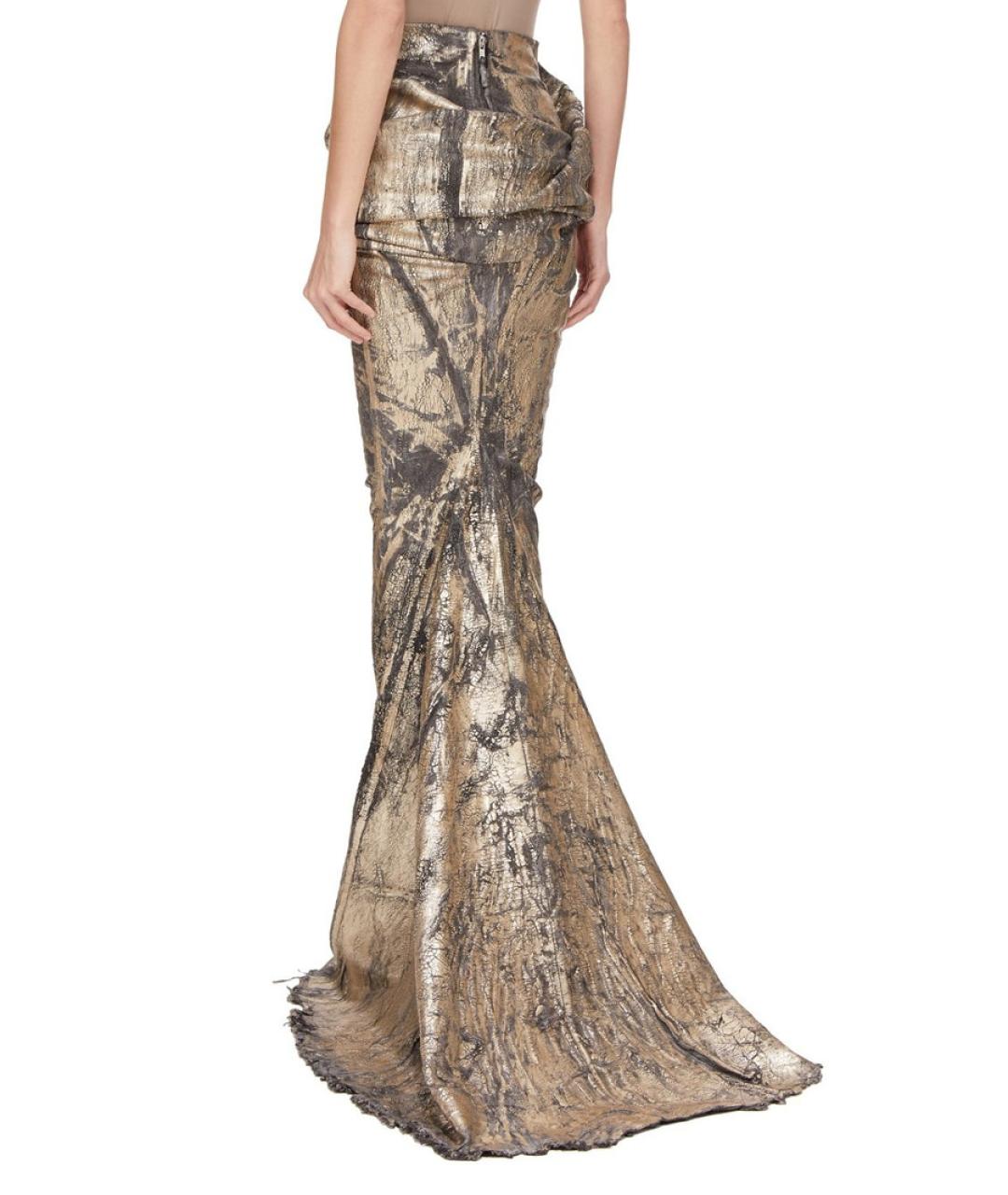 RICK OWENS Золотая хлопковая юбка макси, фото 6