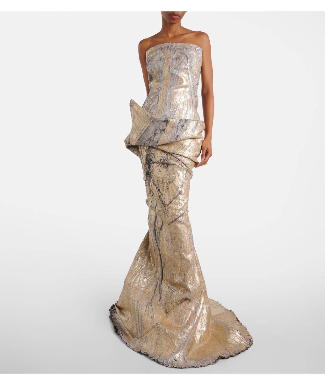 RICK OWENS Золотая хлопковая юбка макси, фото 2