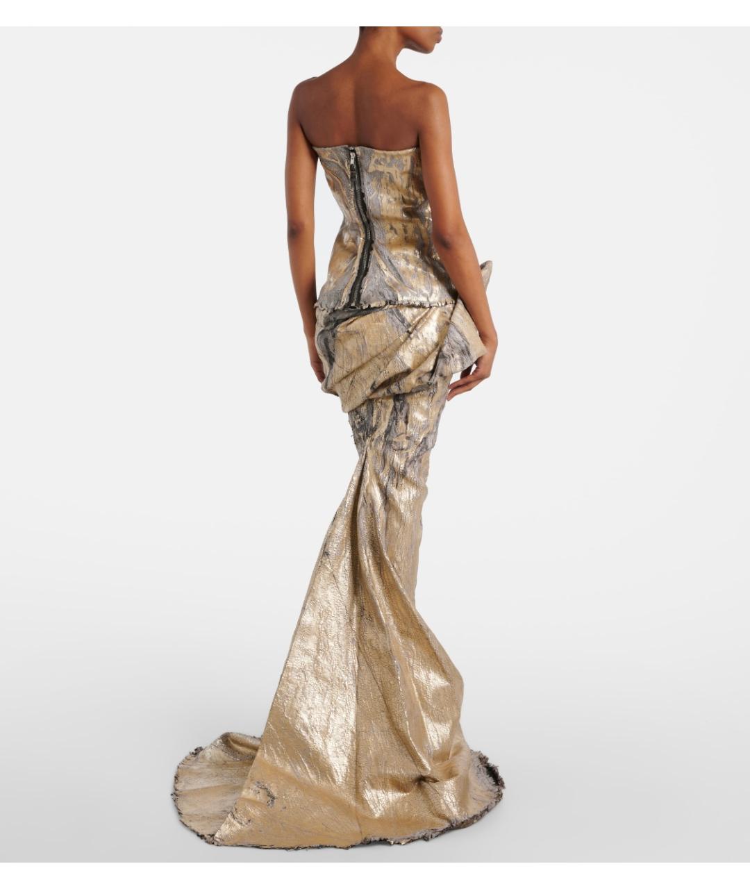 RICK OWENS Золотая хлопковая юбка макси, фото 3