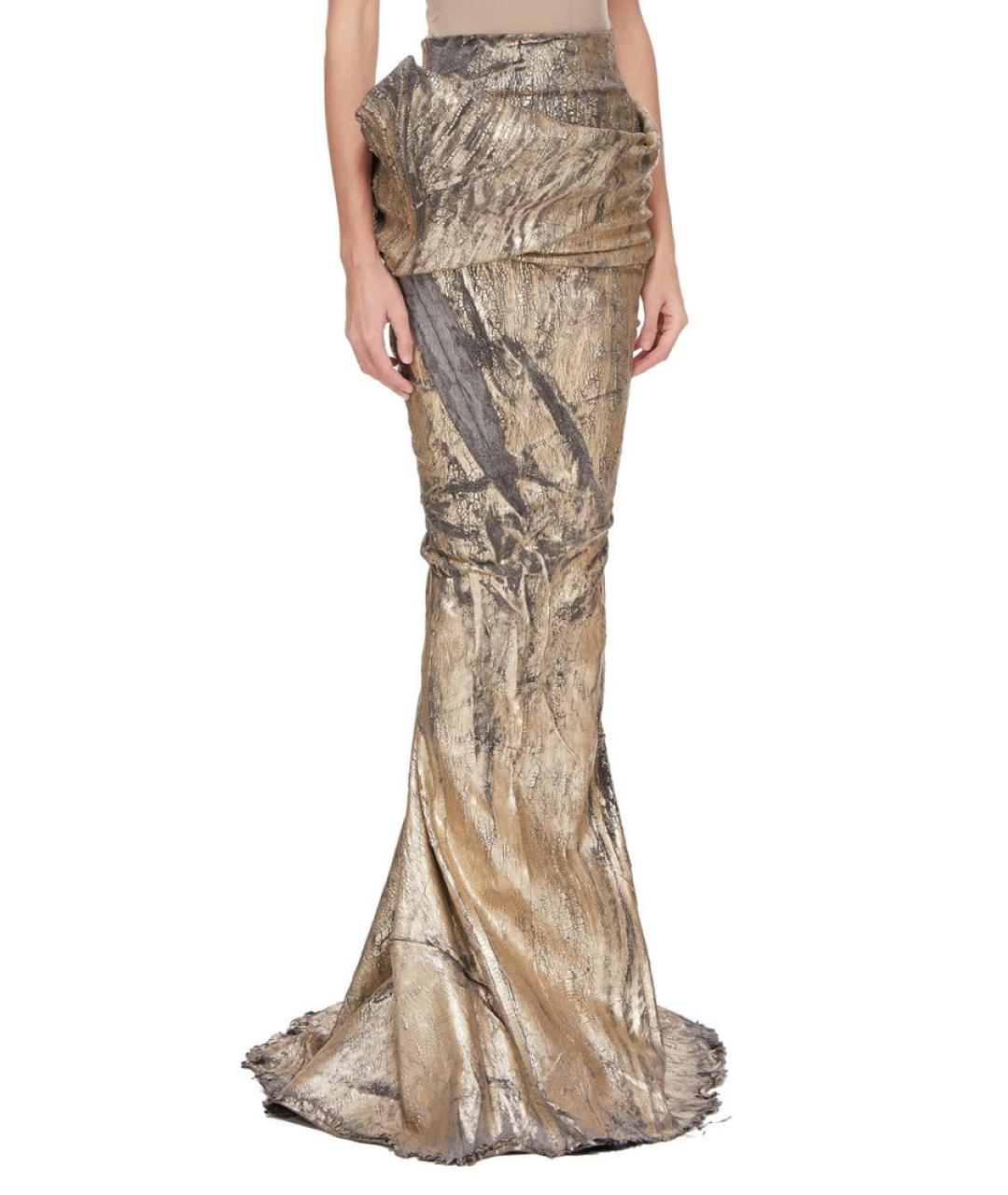 RICK OWENS Золотая хлопковая юбка макси, фото 5