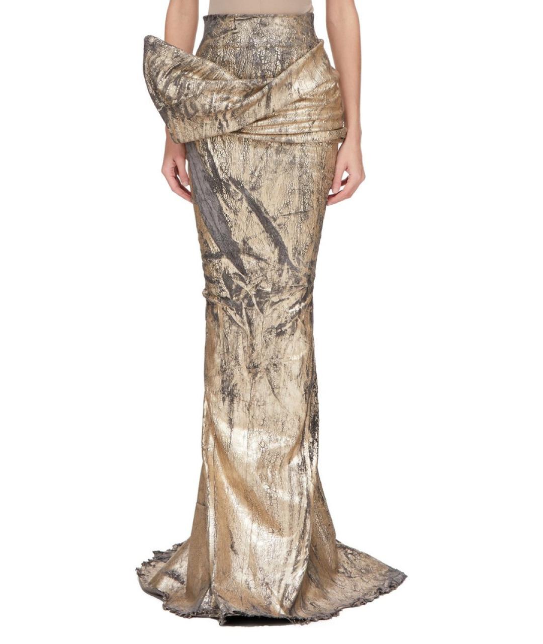 RICK OWENS Золотая хлопковая юбка макси, фото 4