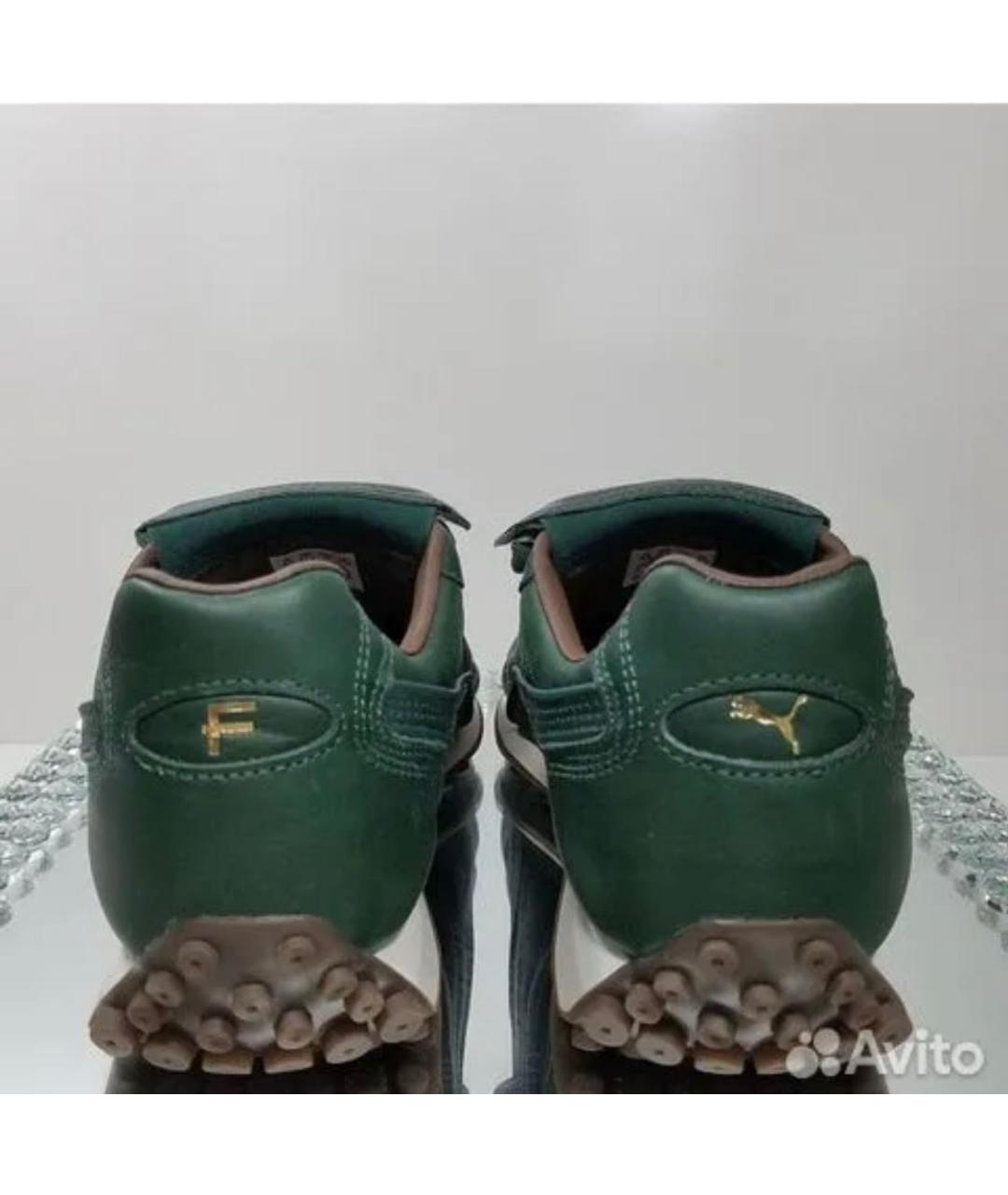 PUMA Зеленые кожаные кроссовки, фото 4