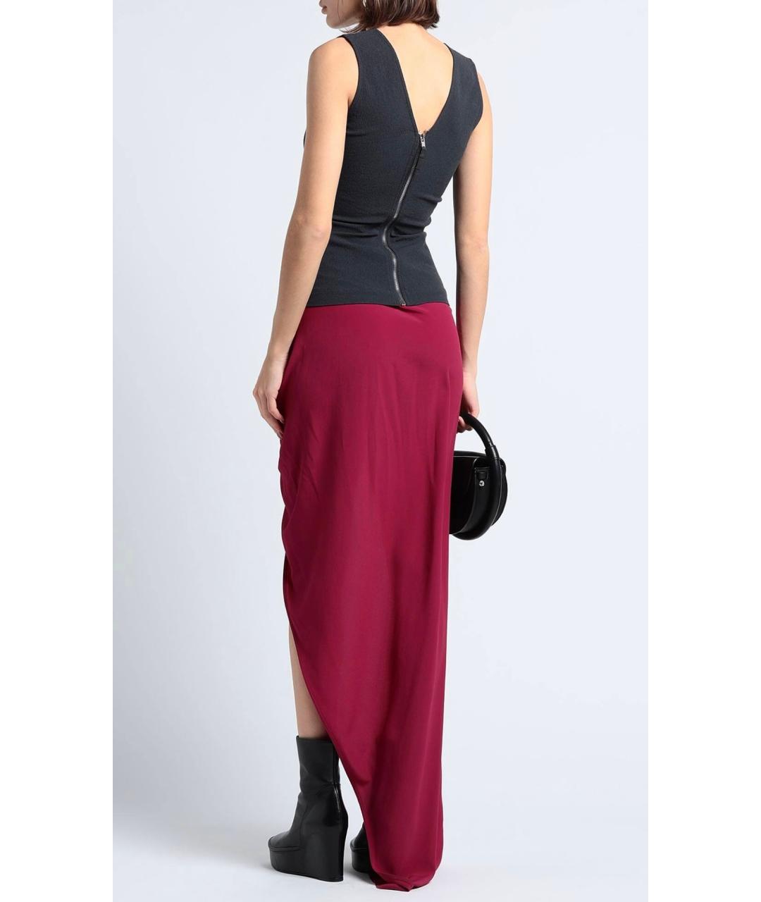 RICK OWENS Фуксия ацетатная юбка макси, фото 5