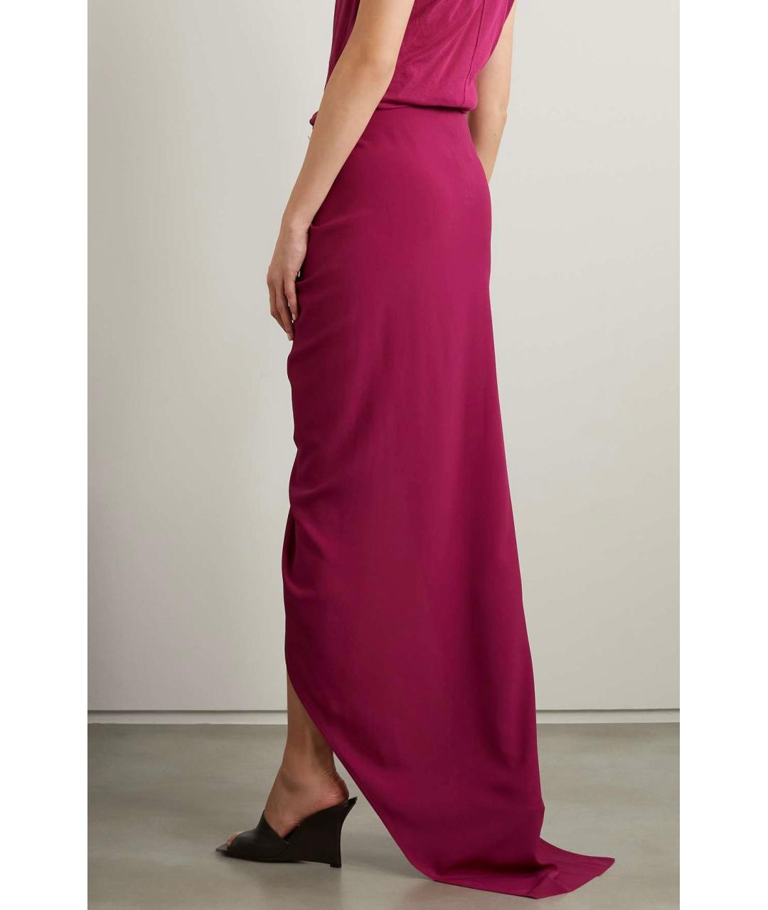 RICK OWENS Фуксия ацетатная юбка макси, фото 3
