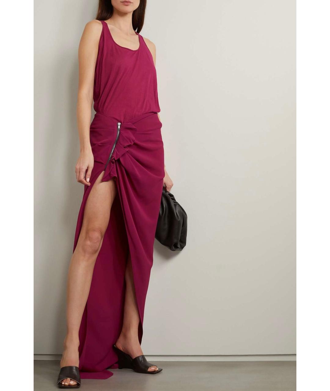 RICK OWENS Фуксия ацетатная юбка макси, фото 2