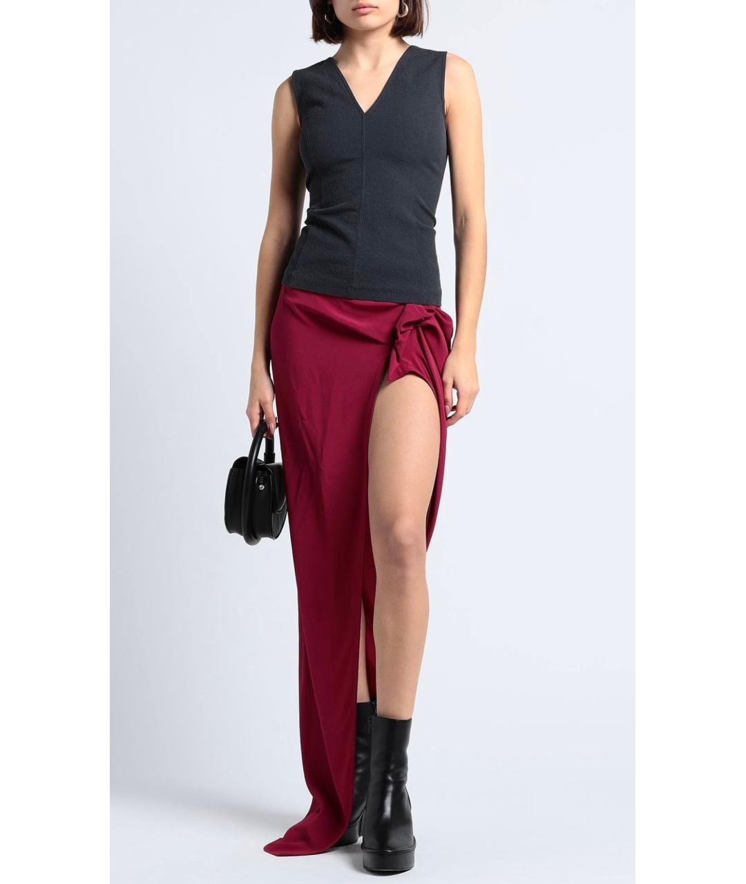 RICK OWENS Фуксия ацетатная юбка макси, фото 4