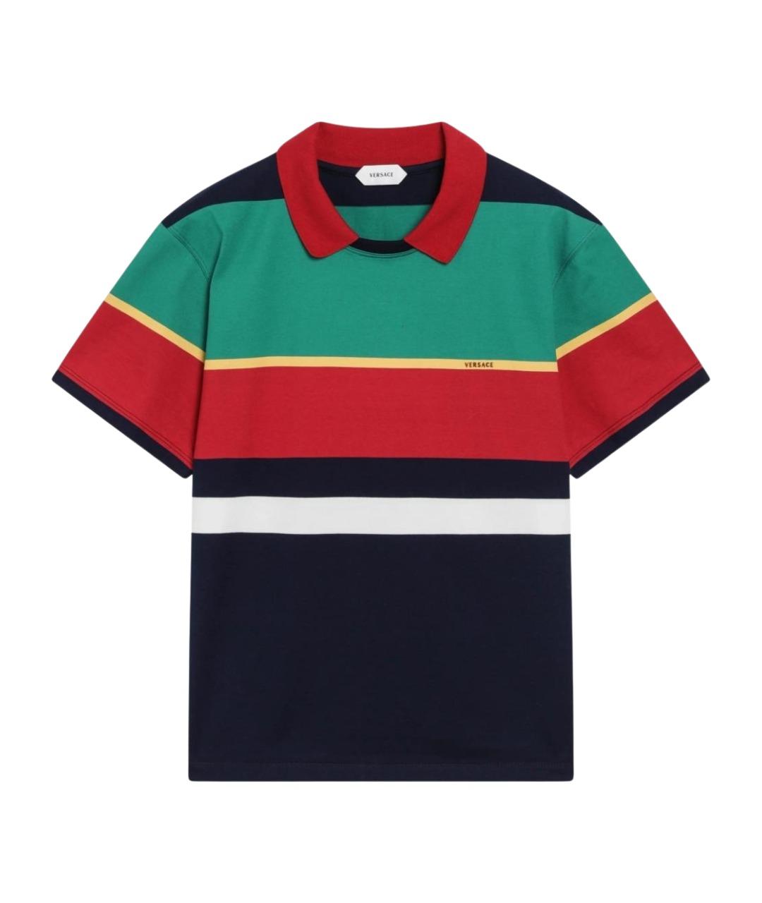 VERSACE Мульти хлопковое поло с коротким рукавом, фото 1