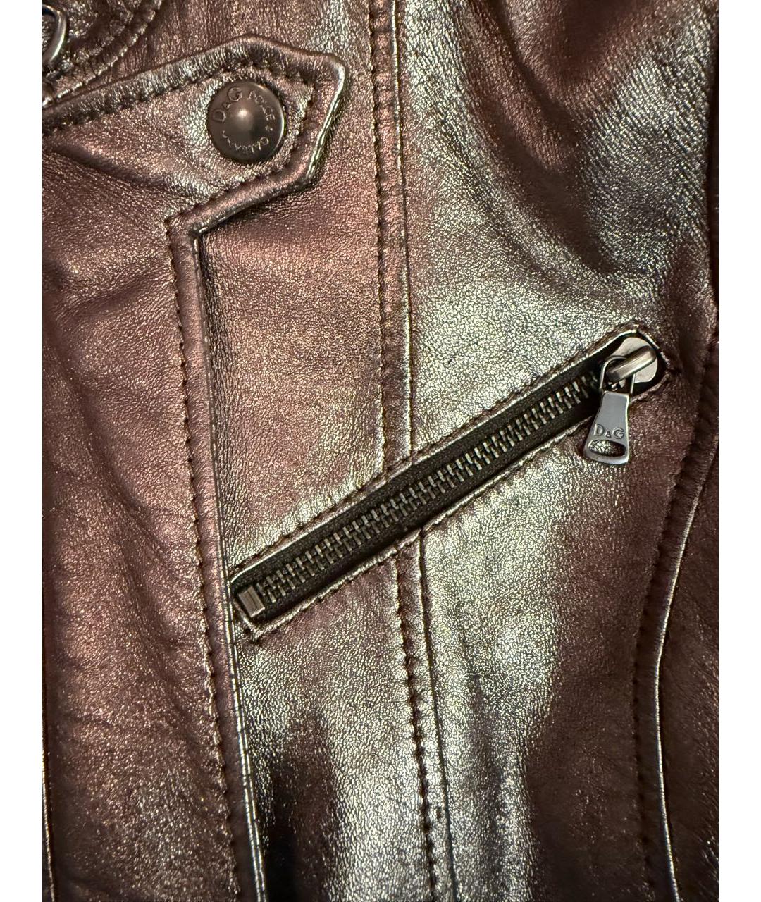 DOLCE&GABBANA Золотая кожаная куртка, фото 3