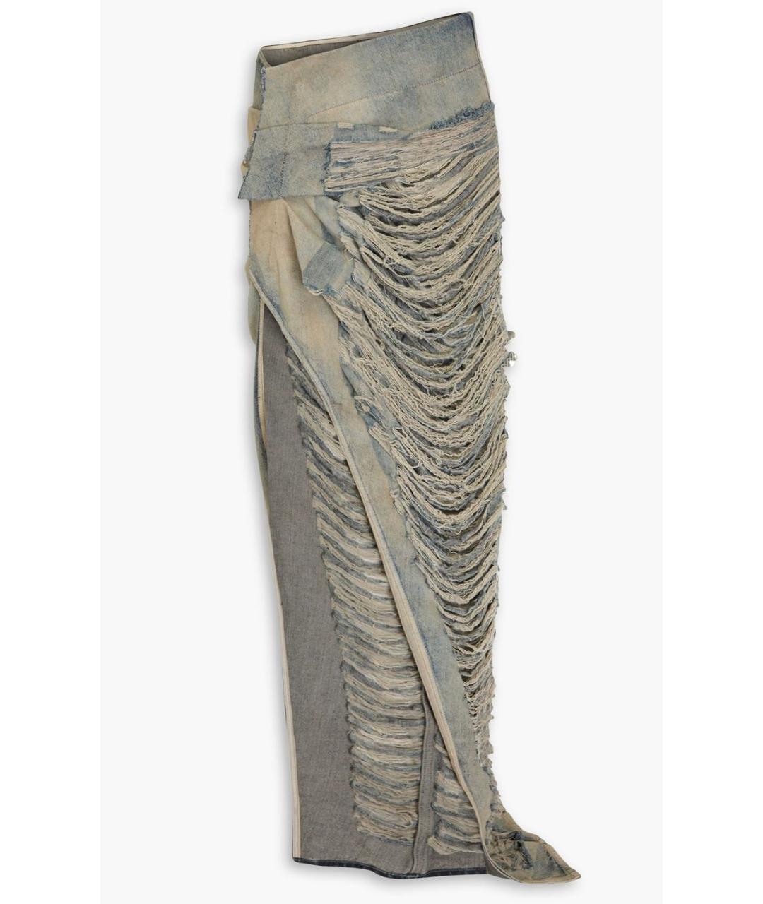 RICK OWENS Голубая хлопковая юбка макси, фото 9