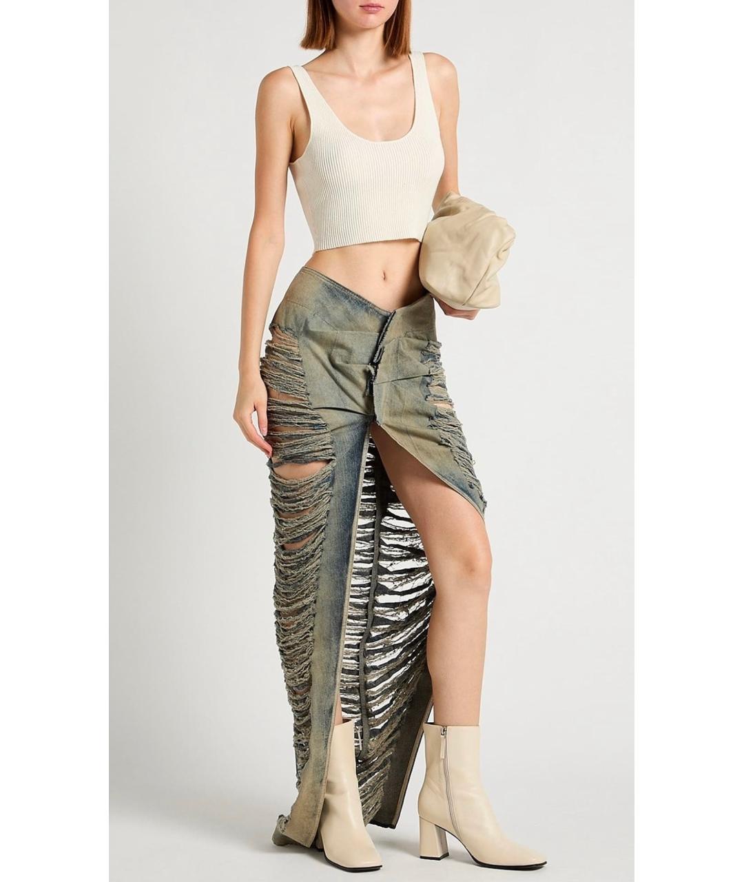 RICK OWENS Голубая хлопковая юбка макси, фото 7