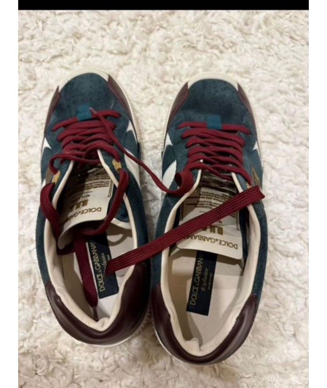 DOLCE&GABBANA Бирюзовые замшевые низкие кроссовки / кеды, фото 4