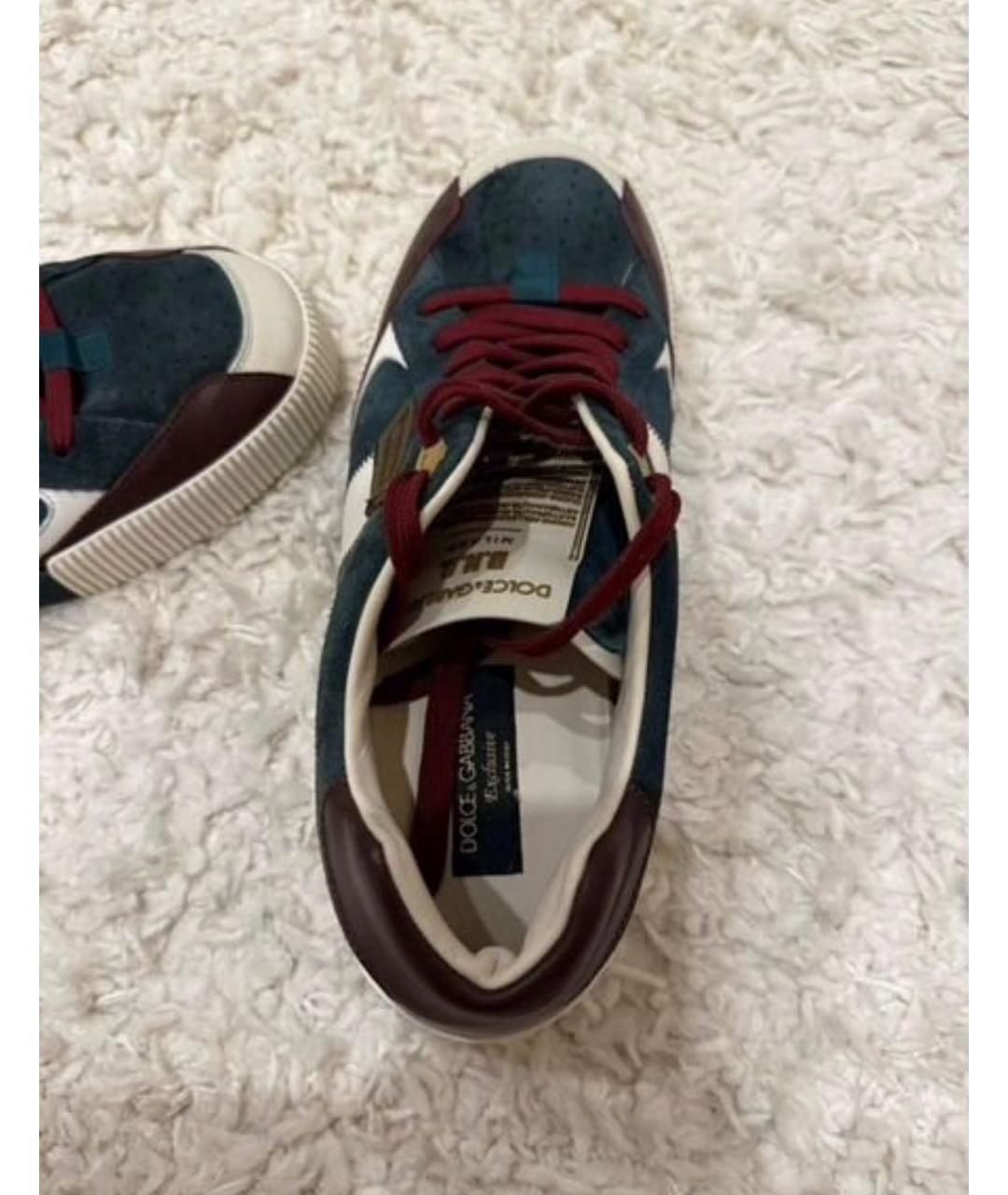 DOLCE&GABBANA Бирюзовые замшевые низкие кроссовки / кеды, фото 7