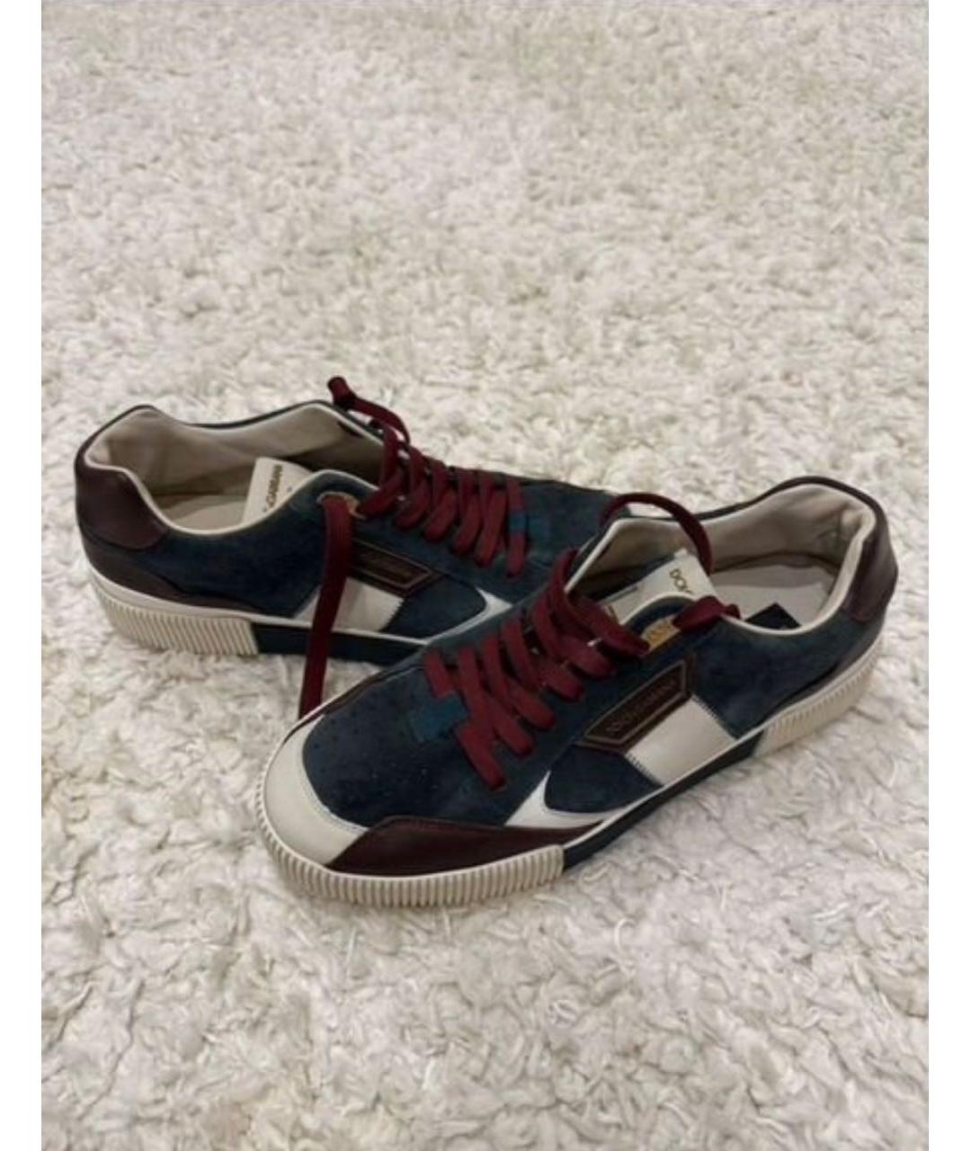 DOLCE&GABBANA Бирюзовые замшевые низкие кроссовки / кеды, фото 5