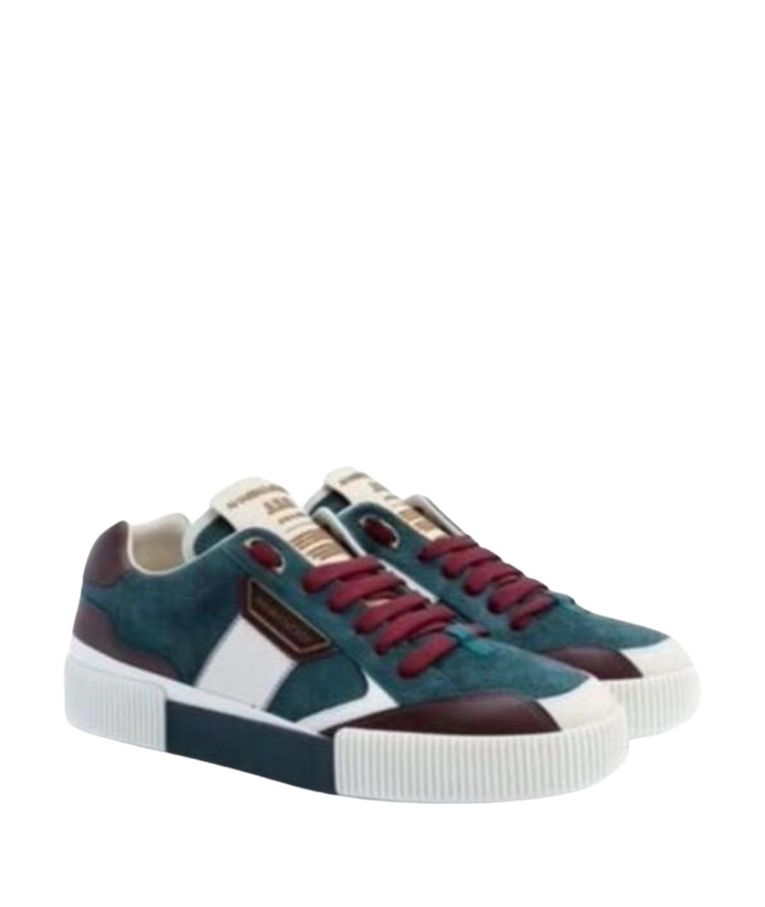 DOLCE&GABBANA Бирюзовые замшевые низкие кроссовки / кеды, фото 1