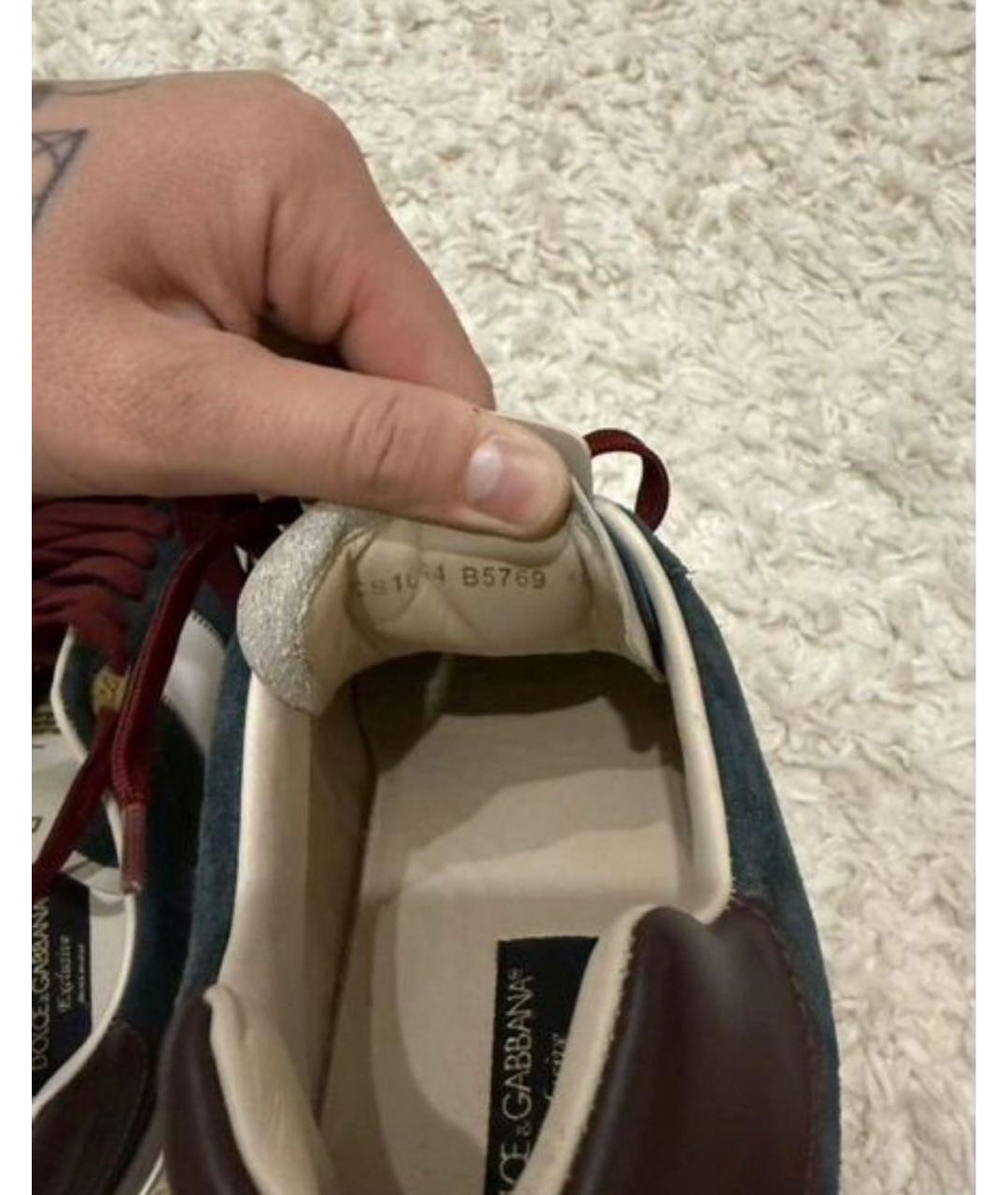 DOLCE&GABBANA Бирюзовые замшевые низкие кроссовки / кеды, фото 6